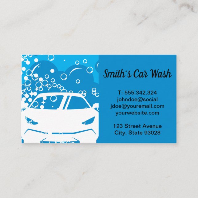 Car Driving Through Soap Bubbles Business Card (Front)