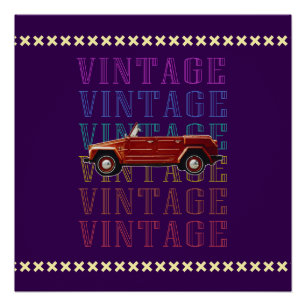 car driving-vintage poster