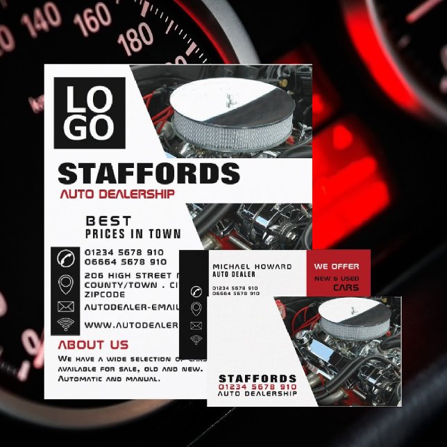 Car Engine, Auto Dealer Business Card (Creator Uploaded)