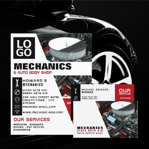 Car Engine, Auto Mechanic & Repairs Business Card