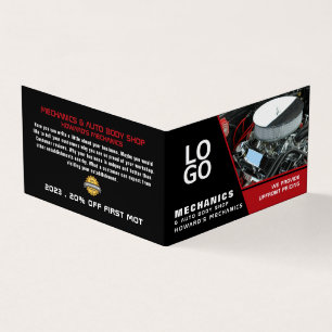 Car Engine, Auto Mechanic & Repairs, Detailed Business Card