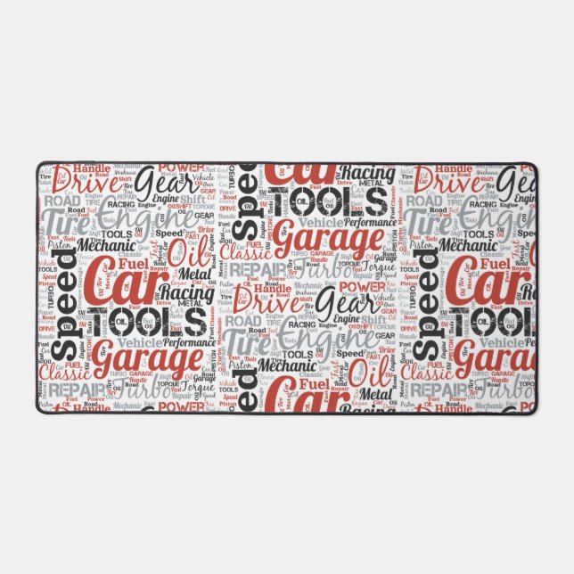 Car Enthusiast Word Cloud Desk Mat (Front)