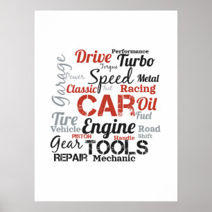 Car Enthusiast Word Cloud Poster