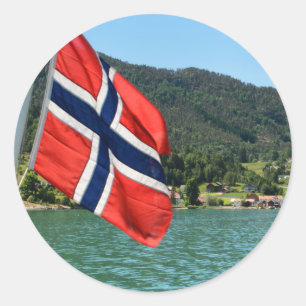 Car ferry in Norway round sticker