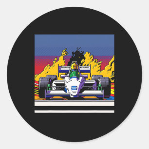 Car For Mechanic Sports Fan Retro 90s Video Game 1 Classic Round Sticker