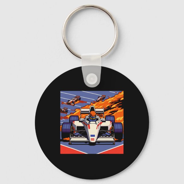 Car For Mechanic Sports Fan Retro 90s Video Game  Key Ring (Front)