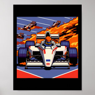 Car For Mechanic Sports Fan Retro 90s Video Game  Poster