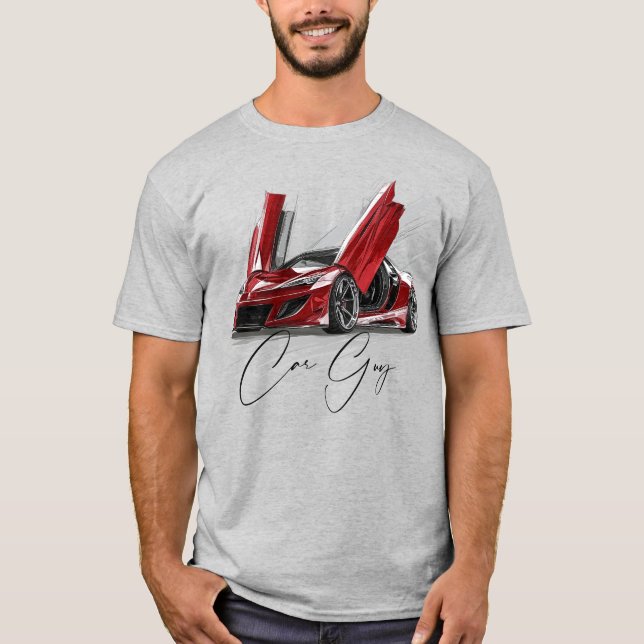 Car Guy Red Race Sports Car Supercar Teenager T-Shirt (Front)