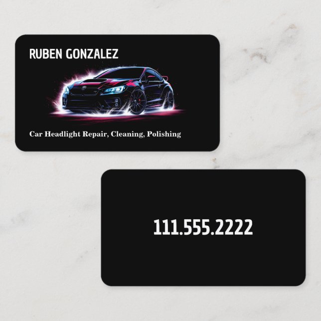 Car Headlight Lens Restoration Business Card (Front/Back)