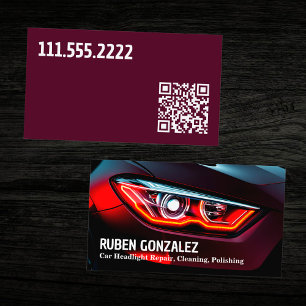 Car Headlight Restoration Detailing QR Business Card