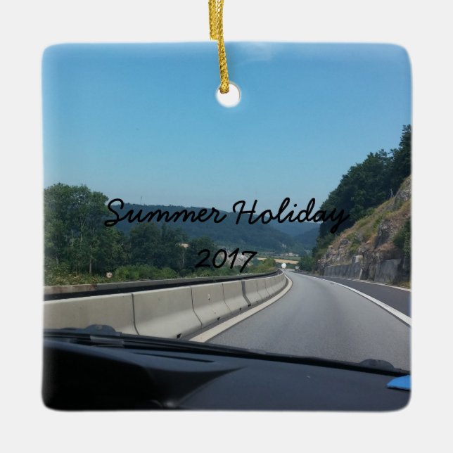 Car Holiday Mountains Europe Austria Photography Ceramic Ornament (Front)