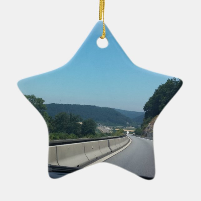Car Holiday Mountains Europe Austria Photography Ceramic Tree Decoration (Back)