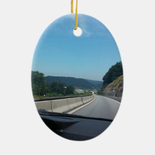 Car Holiday Mountains Europe Austria Photography Ceramic Tree Decoration