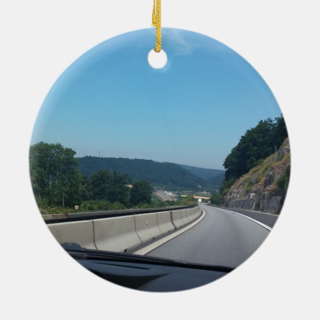 Car Holiday Mountains Europe Austria Photography Ceramic Tree Decoration (Back)