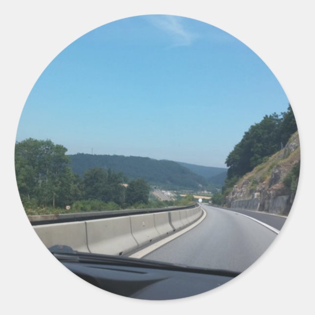 Car Holiday Mountains Europe Austria Photography Classic Round Sticker (Front)