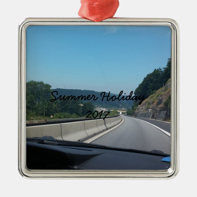 Car Holiday Mountains Europe Austria Photography Metal Tree Decoration (Front)