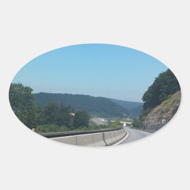 Car Holiday Mountains Europe Austria Photography Oval Sticker (Front)