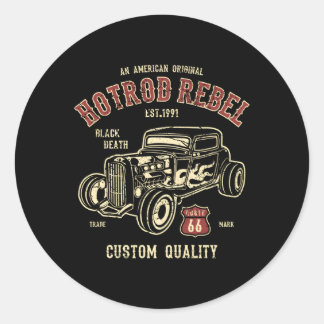 Car Hotrod Rebel Classic Round Sticker