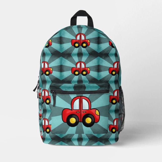 Car illustration printed backpack (Front)