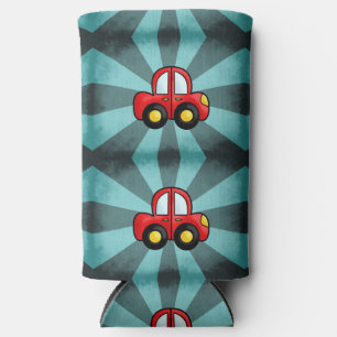 Car illustration seltzer can cooler