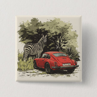 Car in the wild 15 cm square badge