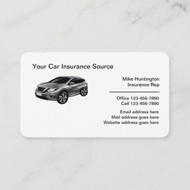 Car Insurance Professional Agent Business Card (Front)