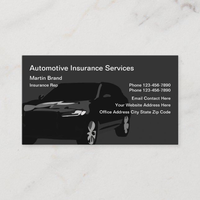 Car Insurance Representative Business Card (Front)