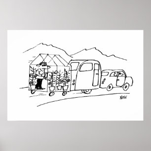 Car is Towing a Caravan and also a Greenhouse Poster