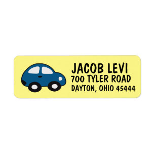 CAR KIDS BOYS Return Address Label