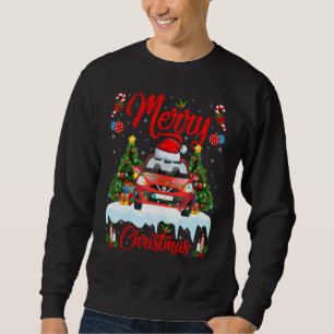 Car  Lights Xmas Tree Santa Car Christmas 1 Sweatshirt