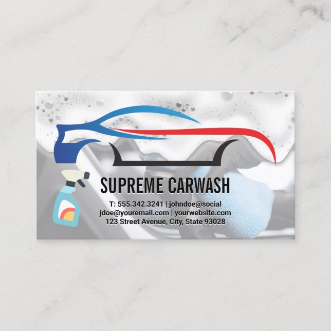 Car Logo | Auto Detailing Interior | Soap Suds Business Card (Front)