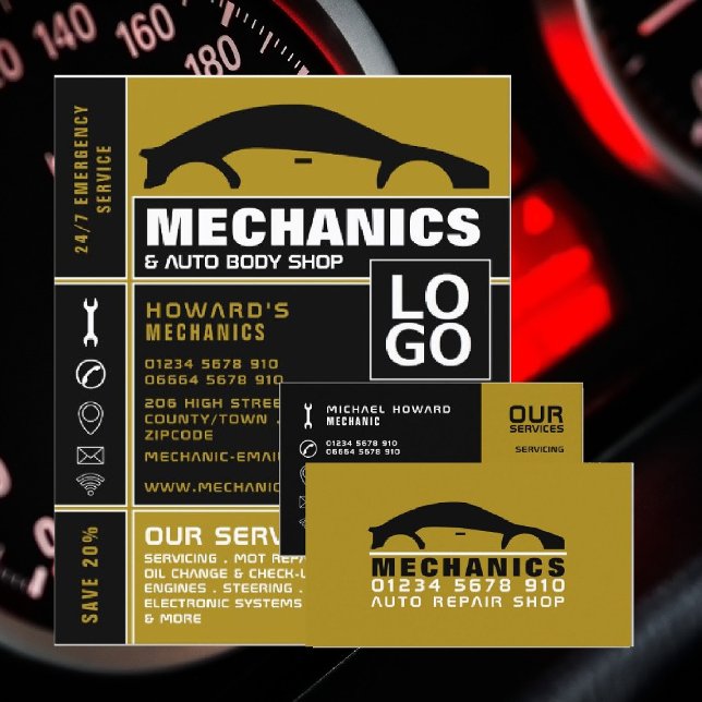 Car Logo, Auto Mechanic & Repairs Advertising Flyer (Creator Uploaded)
