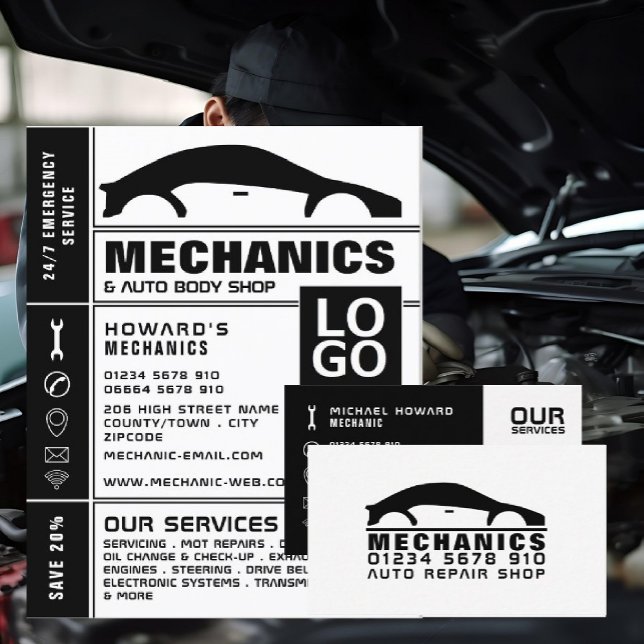 Car Logo, Auto Mechanic & Repairs Advertising Flyer (Creator Uploaded)