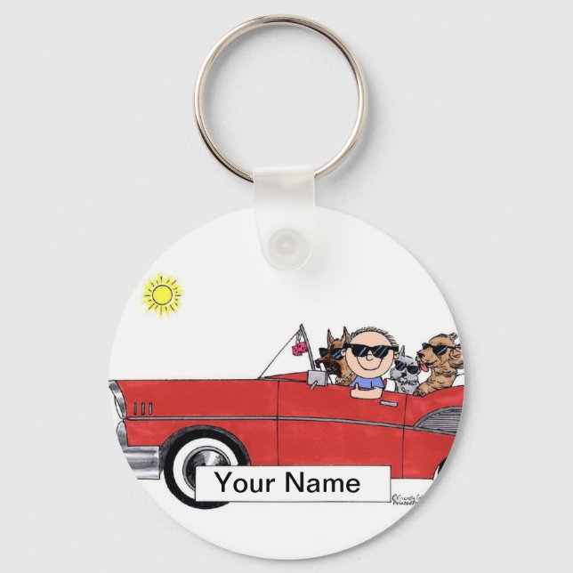 Car Lover - Male Cartoon Key Ring (Front)