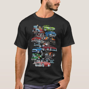 Car Madness! Muscle Cars and Hot Rods Cartoon T-Shirt
