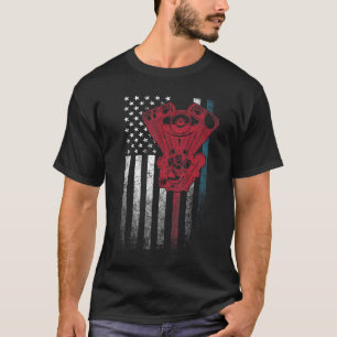 Car Mechanic 4th Of July  American Flag Usa  Ameri T-Shirt