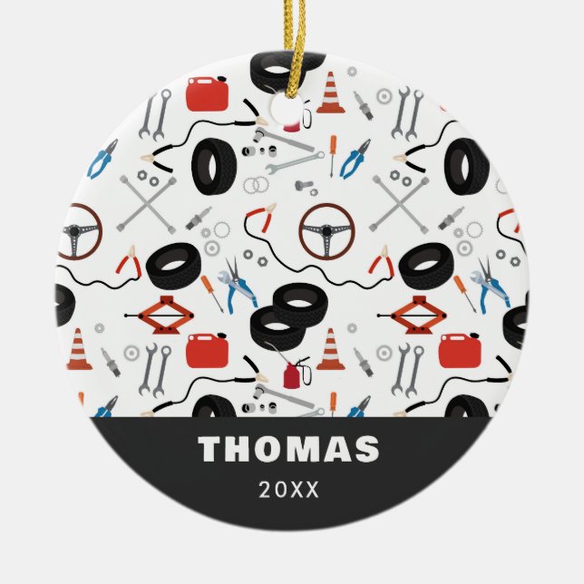 Car Mechanic Automotive Tools Ceramic Tree Decoration (Front)