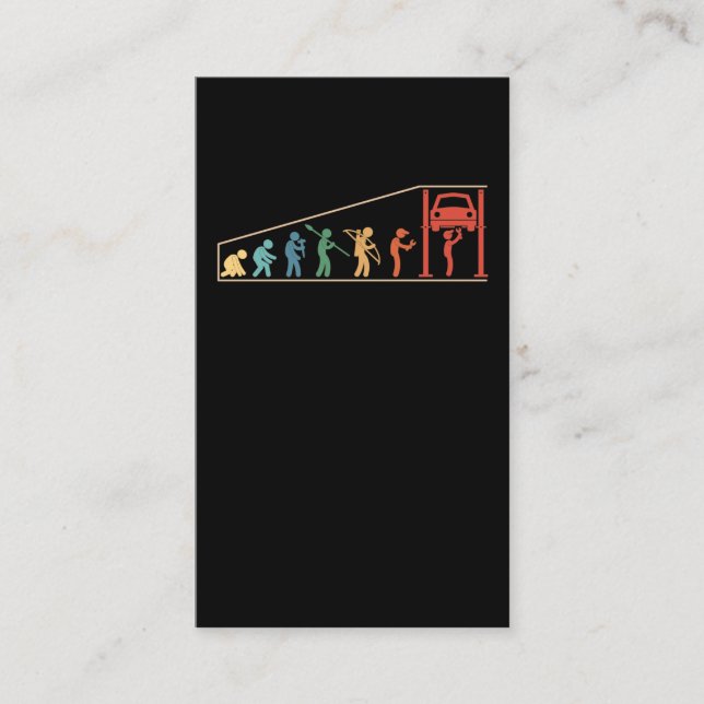 Car Mechanic Evolution Auto Mechanics Business Card (Front)