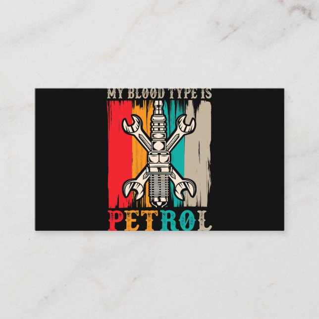 Car Mechanic Humour Petrol Drag Racing Business Card (Front)