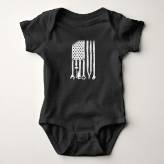 Car Mechanic - Mechanical US Flag Repair Car Mecha Baby Bodysuit