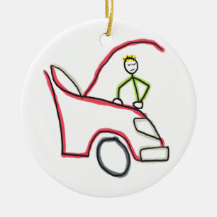Car Mechanic Stickman Ceramic Tree Decoration