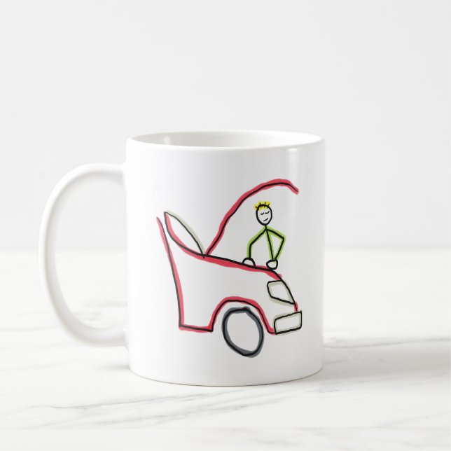 Car Mechanic Stickman Coffee Mug (Left)