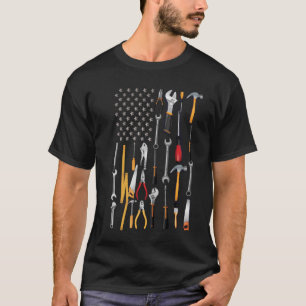 Car Mechanic Tools American USA Flag Independence  T-Shirt