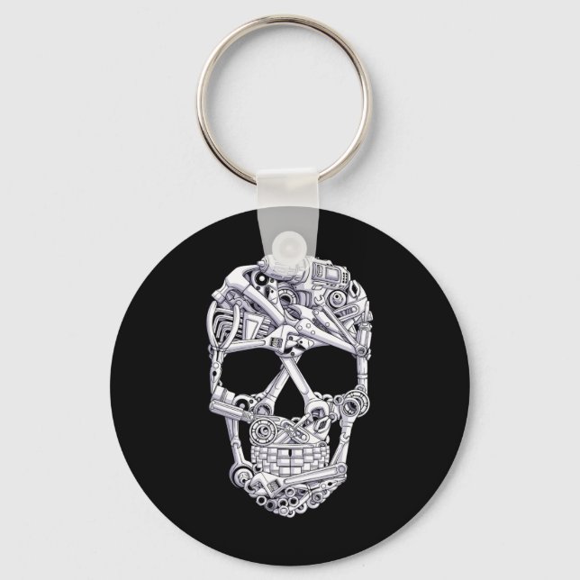 Car Mechanic Tools Skull Garage Halloween Costume  Key Ring (Front)