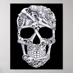 Car Mechanic Tools Skull Garage Halloween Costume Poster