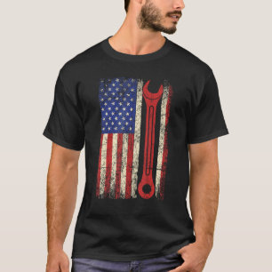 Car Mechanic Wrench Workshop Tools US American Fla T-Shirt