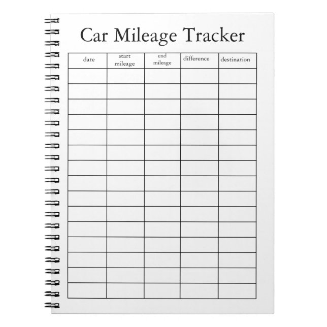 Car Mileage Tracker Notebook (Front)