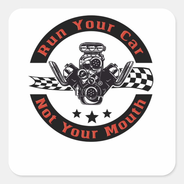 Car Motor Drag Racing Fan Rennauto V8 Mechanic Square Sticker (Front)