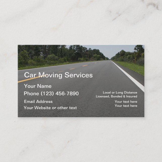 Car Moving Services Business Card (Front)