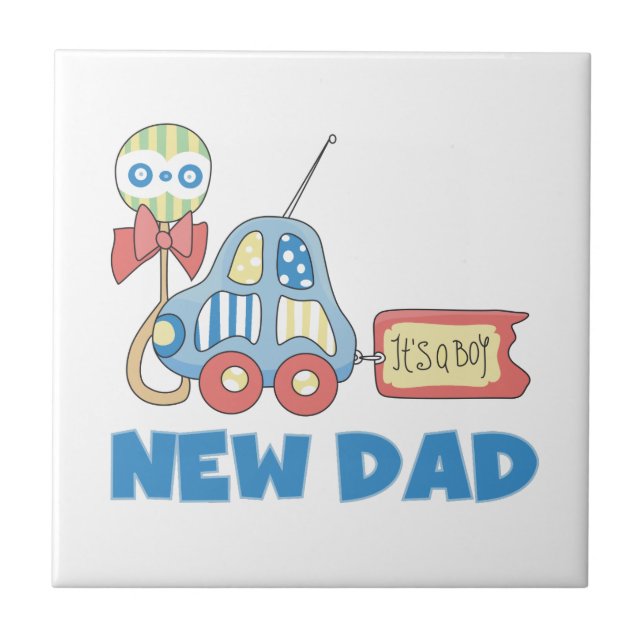 Car New Dad It's a Boy Gifts Tile (Front)